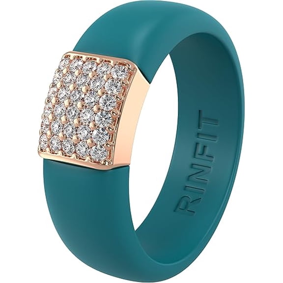 New! Silicone Ring with Metal and Stones