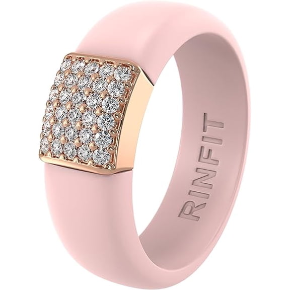 New! Silicone Ring with Metal and Stones
