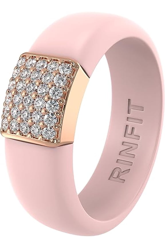 New! Silicone Ring with Metal and Stones