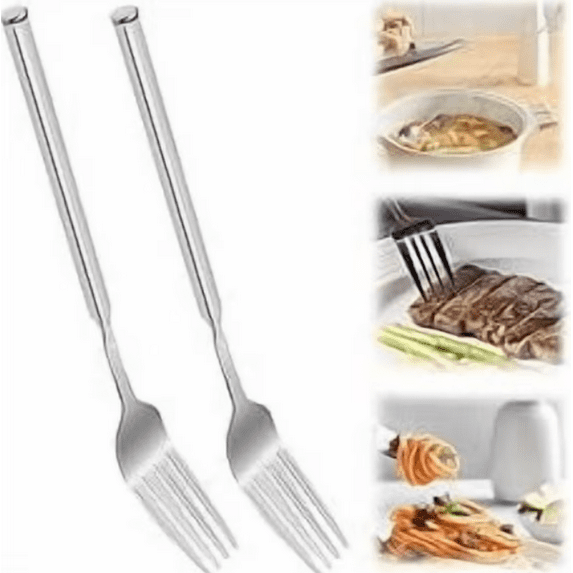 New Silver Extendable Fork Long Fork Prank 8.5in Expandable Telescoping Forks, Telescopic Stainless Steel Dinner Forks for Dinner Fruit Salad and Dessert (2 Pcs)