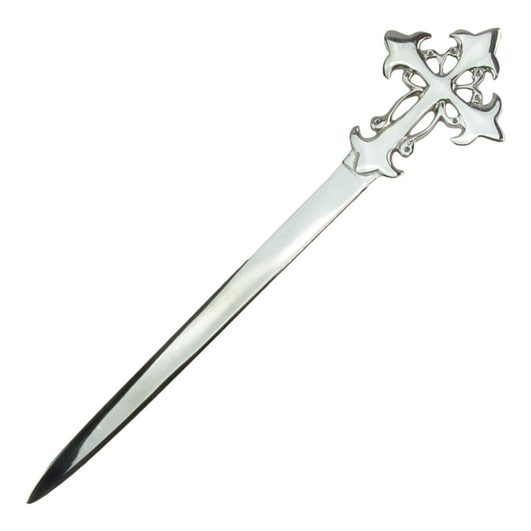 New Silver Gothic Cross Letter Opener Desk Accessory New Silver Gothic Cross Letter Opener Desk Accessory