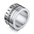 thumbnail image 1 of New Silver Spinner Arabic Numerals Band Mens 316L Stainless Steel Ring Size 7-13, 1 of 7