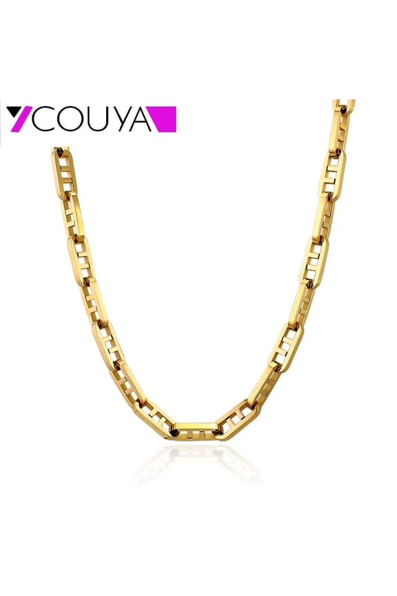 New Simple I8K gold plating Chains Necklaces sliver Stainless Steel long 45cm necklace Unisex gold necklace for women man