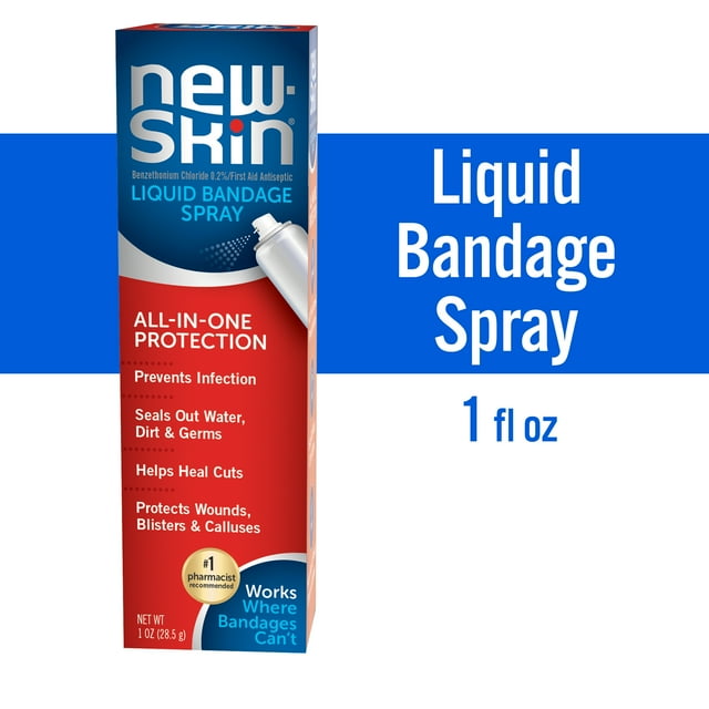 NewSkin Liquid Bandage Spray, Waterproof Bandage for Scrapes and Minor Cuts, 1 fl oz
