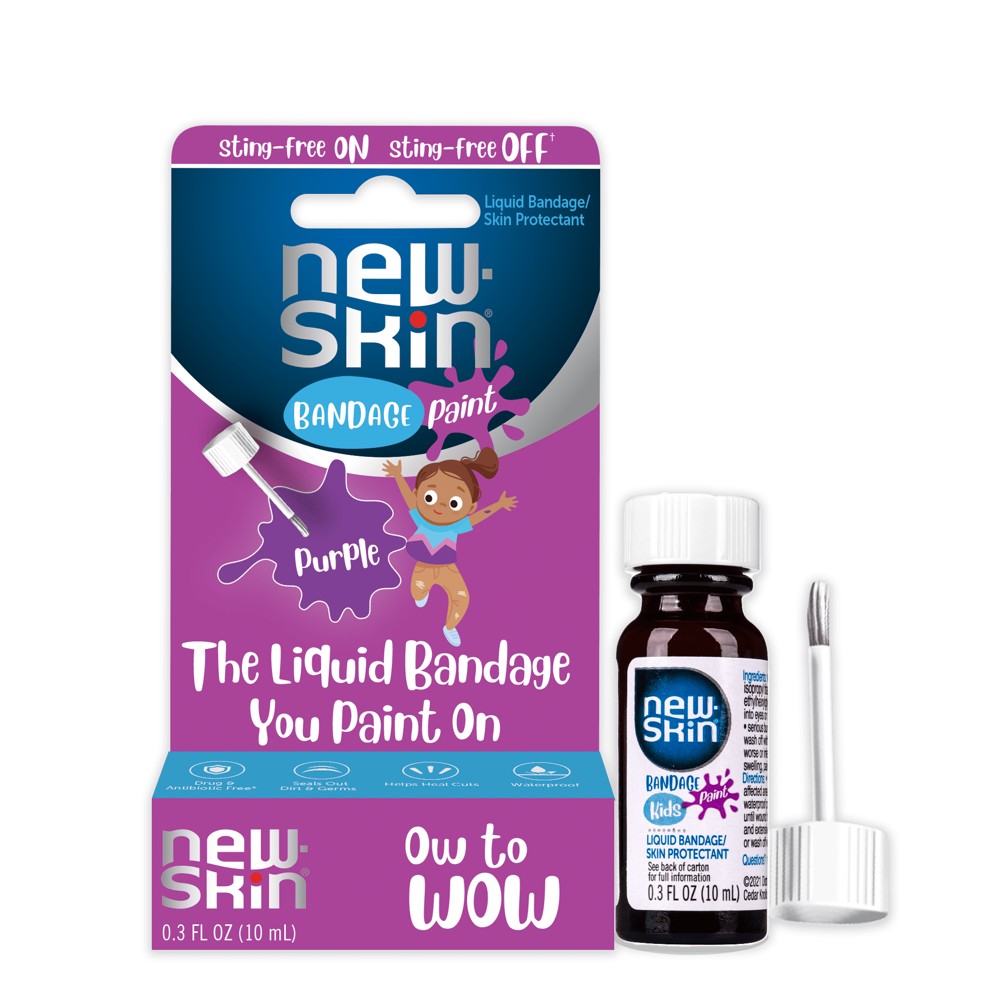 New-Skin Purple Paint Waterproof Liquid Bandage for Kids, 0.3 fl oz