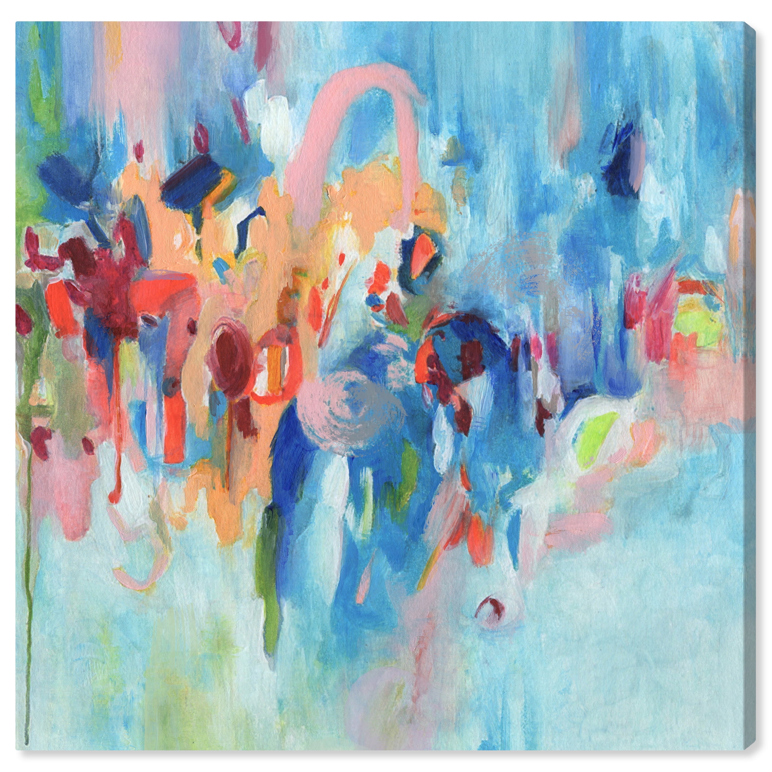 New Sky Blue and Multicolor Abstract Canvas Wall Art, 12" x 12"