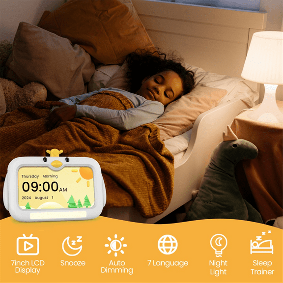 New Sleep Trainer OK to WAKE CLOCK Children'S Sleep Training Alarm Clock with Night Light Smart Multilingual