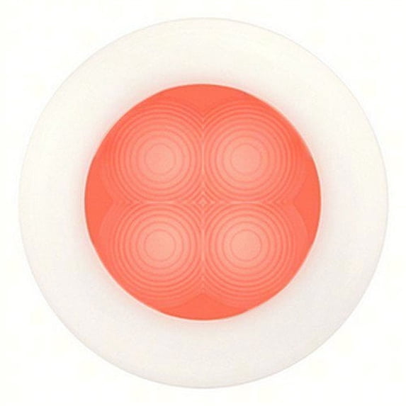 New Slim Line Round Led Courtesy Lamp hella 980507341 3" White Bezel Red LED Flush or Surface