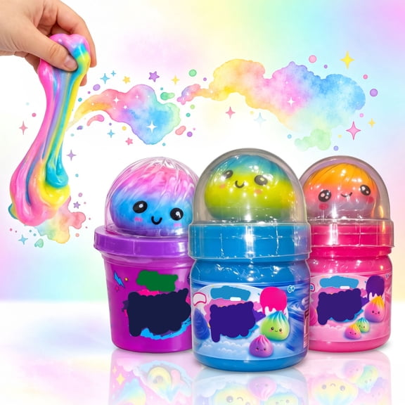 New Slimy Sugar Pop Assortment Blind Box, 2 in 1 Dumpling Squishy & Scented Slime Mystery Toy, Random Collectible Style for Kids Goodie Bag Fillers