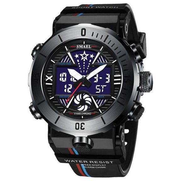 New Smael Dual Display Watch Military Quality Mens Sports Watches Digital Alarm 8051 Military Clock Shock Led Watch Waterproof - Quartz Wristwatches