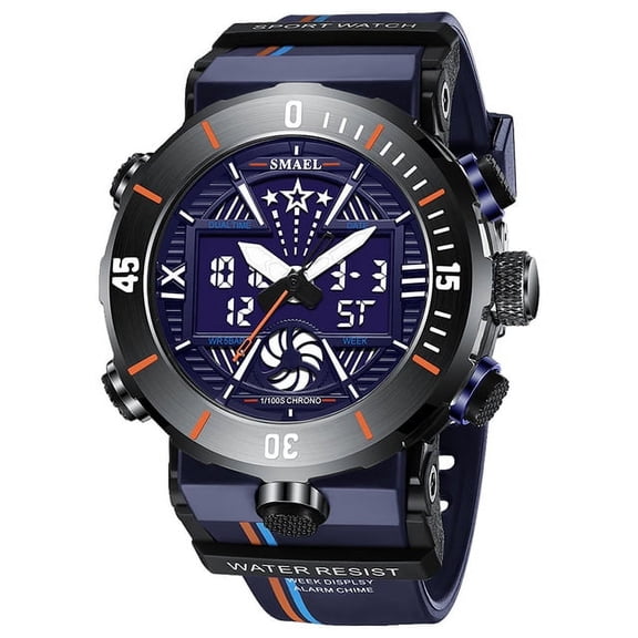 New Smael Dual Display Watch Military Quality Mens Sports Watches Digital Alarm 8051 Military Clock Shock Led Watch Waterproof - Quartz Wristwatches