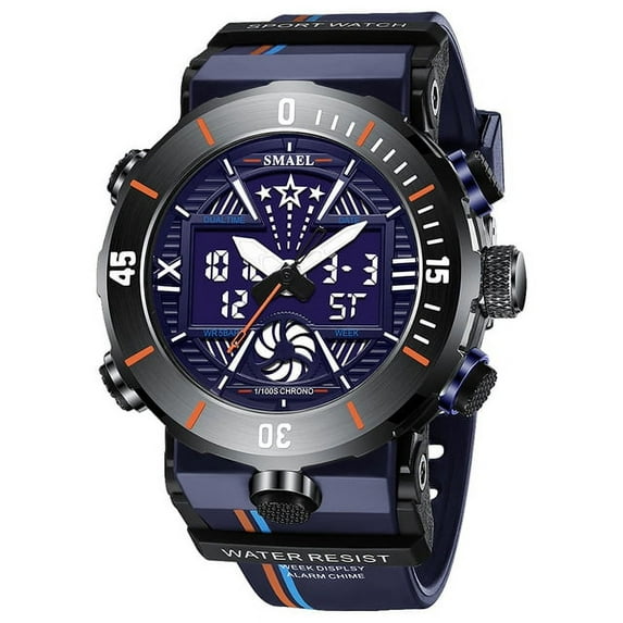 New Smael Dual Display Watch Military Quality Mens Sports Watches Digital Alarm 8051 Military Clock Shock Led Watch Waterproof - Quartz Wristwatches