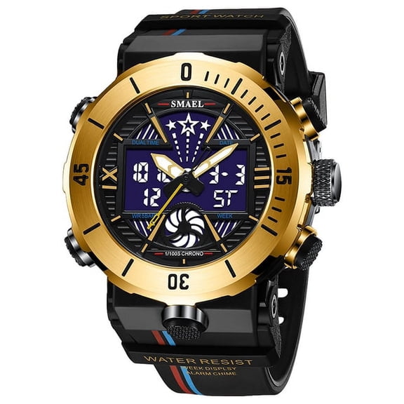 New Smael Dual Display Watch Military Quality Mens Sports Watches Digital Alarm 8051 Military Clock Shock Led Watch Waterproof - Quartz Wristwatches
