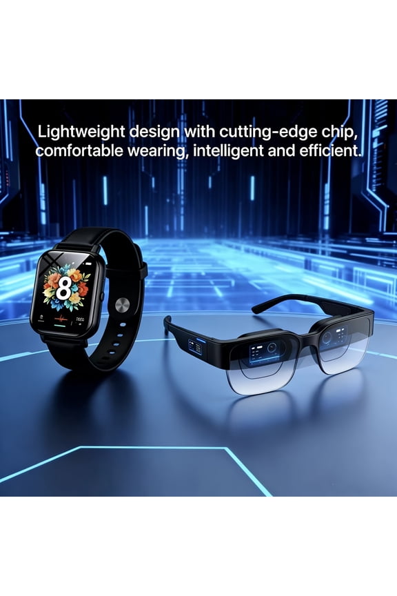 New Smart 2pcs Set: Smart Translator Ai Glasses + Popular Smart Watch, High-end Smart Wear for Young People, Touch Control, Perfect Integration Of Fashion And Technology (excluding Gift Box)