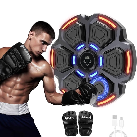 New Smart Music Boxing Punching Machine- 9 Modes & 9 Speeds, Bluetooth Music Punching Machine with Gloves, Electronic LED Boxing Training Equipment for Kids and Adults