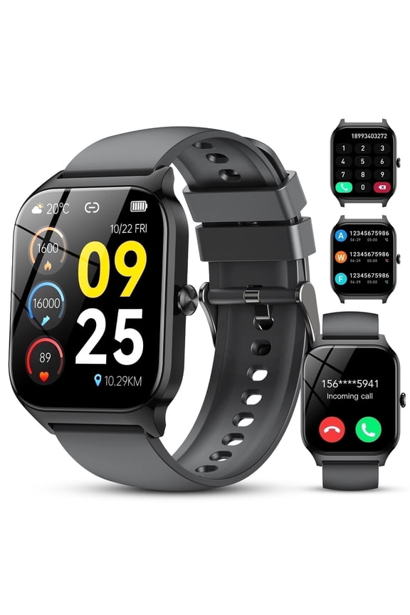 New Smart Watch Fits for Android and IPhone, 1.85 inch Fitness Tracker, Men Women's Smartwatch with Answer/Make Calls/Message Reminder/112+ Sports Modes, IP68 Waterproof, for Gift Black