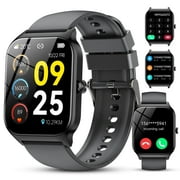 IKT New Smart Watch for Android and IPhone, 1.85 inch Fitness Tracker, Men Women's Smartwatch with Answer/Make Calls/Message Reminder/112+ Sports Modes, IP68 Waterproof, for Gift Black
