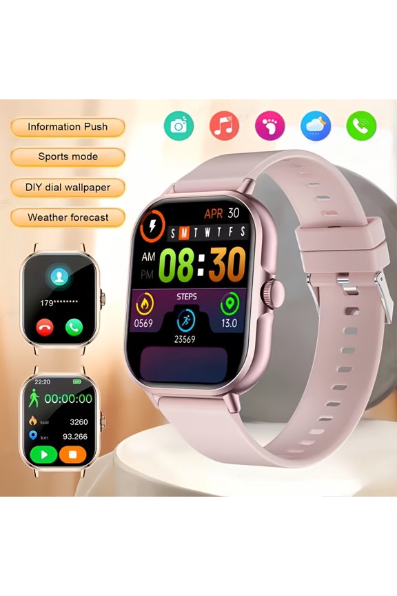 New Smart Watch Unisex Wireless Call SMS | Multiple Sports Mode, Remote Camera Control, Full Touch Screen, Compatible with Apple and Android, USB Charging