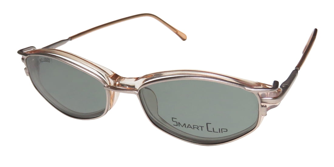 New Smartclip 426 Womens/Ladies Cat Eye Full-Rim Rose / Clear With Gray Clip-On Cat Eye Polarized Lenses By Frame Demo Lenses 51-16-135 Sunglass Lens Clip-Ons Flexible Hinges Eyeglasses/Eyewear