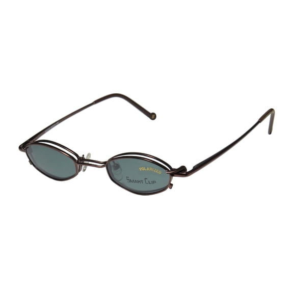 New Smartclip 602 Mens/Womens Designer Full-Rim Mocha Sleek Polarized Sanglass Clip-on Lenses Frame Demo Lenses 42-23-140 Sunglass Lens Clip-Ons Spring Hinges Eyeglasses/Eye Glasses