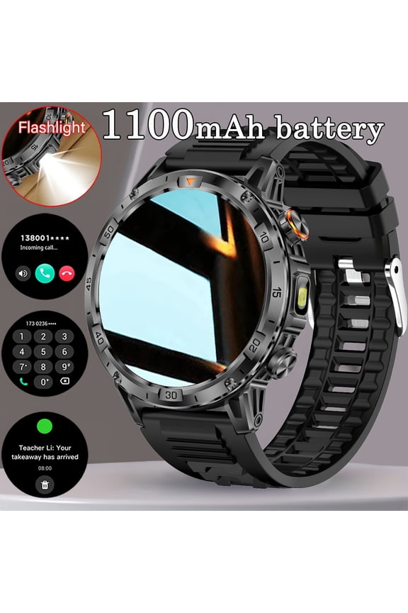 New Smartwatch: 1100mAh, 1.7-Inch AMOLED, LED Flashlight, Wireless Call, SMS Notifications, 100+ Sports Modes (Fitness), 130+ Watch Faces