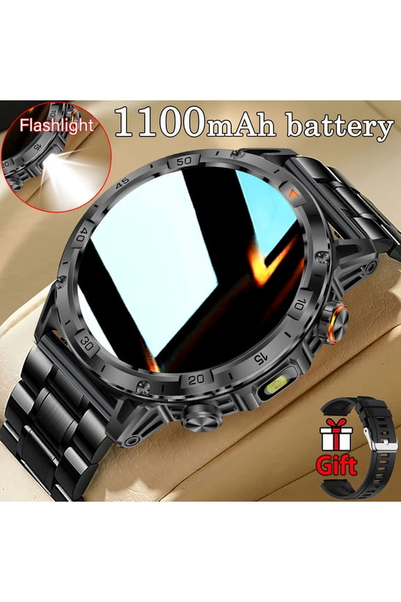 New Smartwatch: 1100mAh, 1.7-Inch AMOLED, LED Flashlight, Wireless Call, SMS Notifications, 100+ Sports Modes (Fitness), 130+ Watch Faces