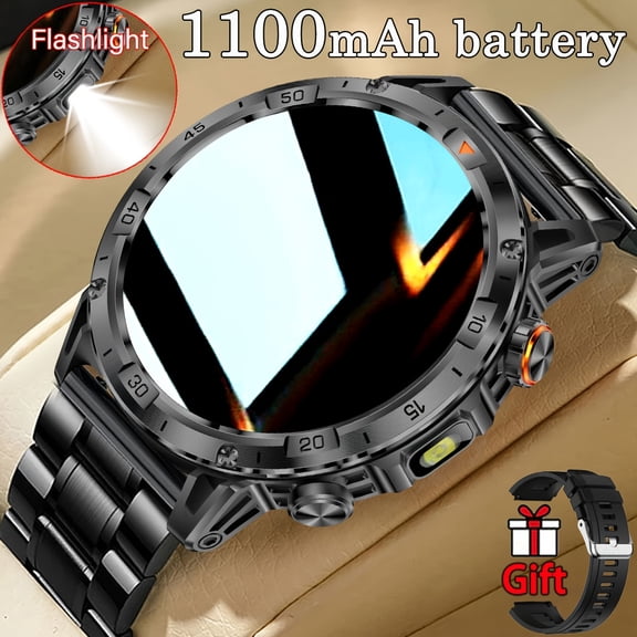 New Smartwatch: 1100mAh, 1.7-Inch AMOLED, LED Flashlight, Wireless Call, SMS Notifications, 100+ Sports Modes (Fitness), 130+ Watch Faces