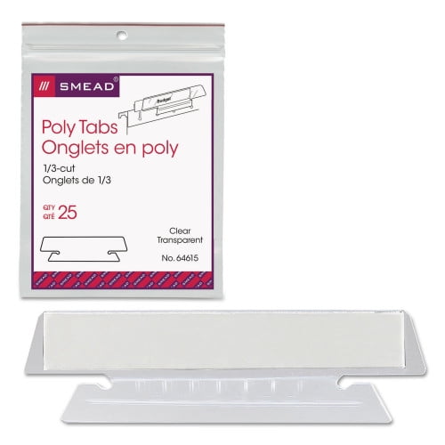 Smead 64615 Hanging File Tab/Insert, 1/3 Tab, 3 1/2 Inch, Clear Tab