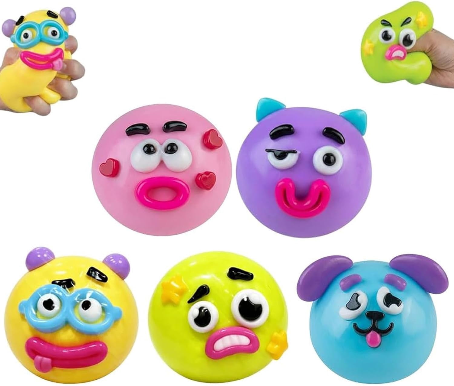 New Smushers Squishy, 2026 Upgraded Cute Easy Squeezy Funny Face Squishy Stress Balls, Stress Relief Desk Accessory for Adults