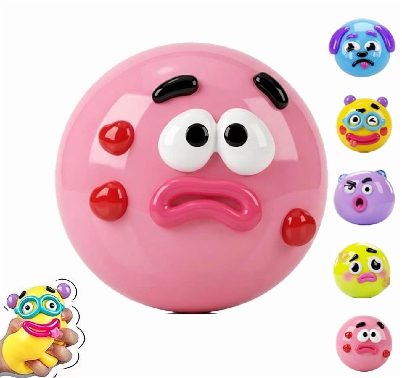 New Smushers Squishy, Cute Easy Squeezy Funny Face Squishy Stress Balls, Stress Relief Desk Accessory for Adults