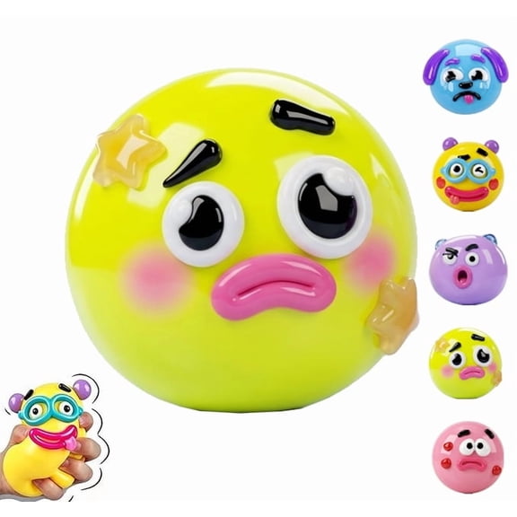 New Smushers Squishy, Cute Easy Squeezy Funny Face Squishy Stress Balls, Stress Relief Desk Accessory for Adults