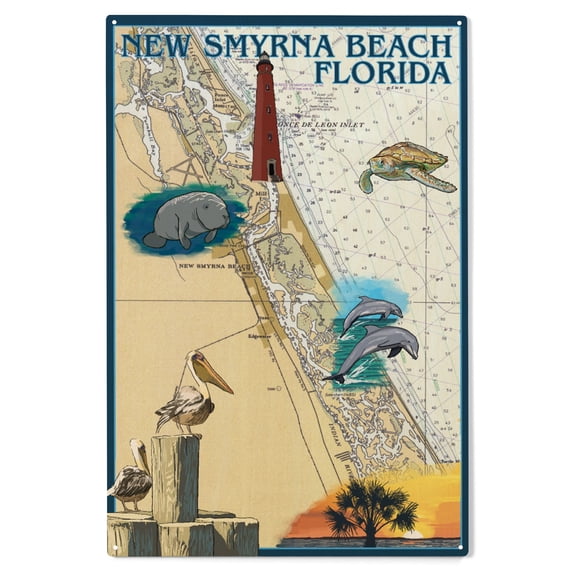 New Smyrna Beach, Florida, Nautical Chart Birch Wood Wall Sign (10x15 Rustic Home Decor, Ready to Hang Art)