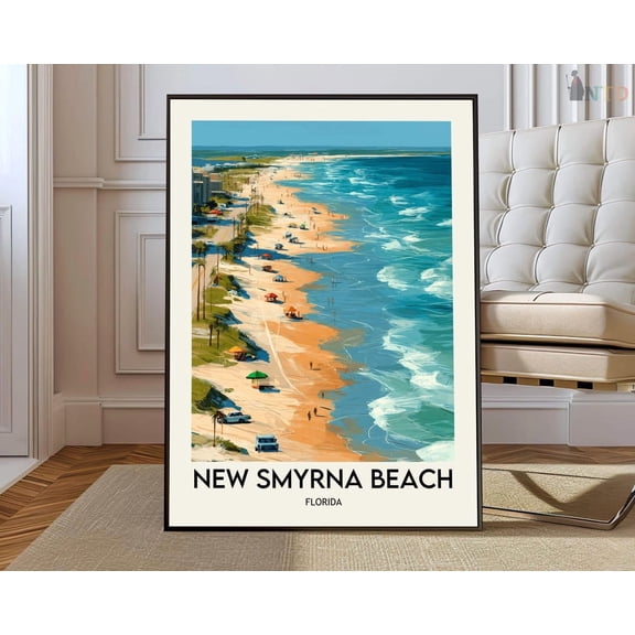 New Smyrna Beach Poster, Florida Atlantic Coast Decor
