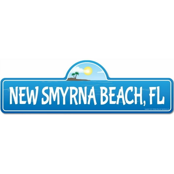 New Smyrna FL Florida Beach Street Sign | Indoor/Outdoor | Surfer Ocean Lover Décor For Beach House Garages Living Rooms Bedroom | Signmission Personalized Gift