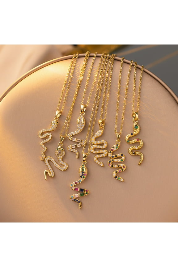 New Snake Necklace With Rhinestone Design Fashion Personality Creative Clavicle Chain Fall Winter Sweater Chain Women's Jewelry