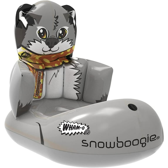 New Snowboogie Child Inflatable Sled 33" (Wolf) | Single Rider Snow Sleds | Inflatable Sled with Soft Handles | Slick Bottom for Speed & Control | Snow Sledding for Adults & Children