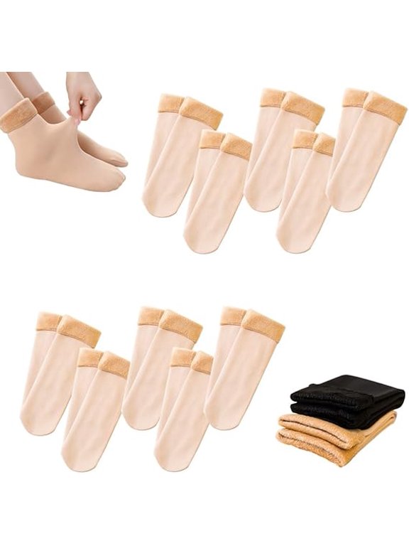 New Snugly Velvet Winter Thermal Socks Thickening Soft Velvet Snow Ultra Soft Thick Plush Sock(White-10pcs)