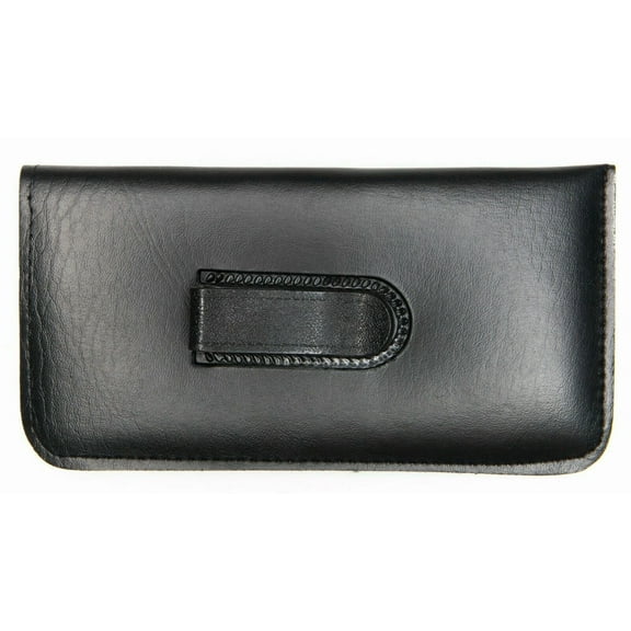 New Soft Eyeglasses Glasses Case Pouch Black With Clip W/Cleaning Cloth 170X86Mm