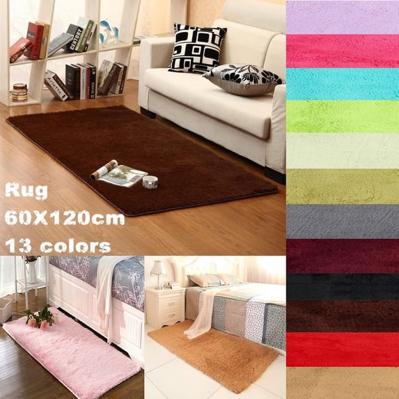New Soft Shaggy Fluffy Rugs Anti-Skid Area Rug Dining Room Carpet Home Bedroom Floor Mat Child Play / Yoga Mat 60x120cm/ 23.62x47.2"