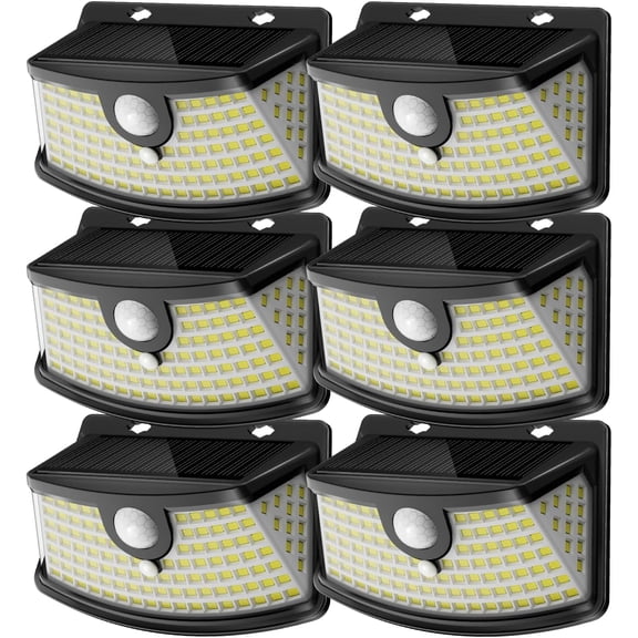 New Solar Motion Sensor Lights 120 LEDs with Lights Reflector,270° Wide Angle, IP65 Waterproof, Step Lights for Front Door, Yard, Garage, Deck (Black, Daylight White, 12-Pack)