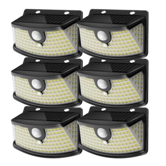 New Solar Motion Sensor Lights 120 LEDs with Lights Reflector270 Wide Angle IP65 Waterproof Step Lights for Front Door Yard Garage Deck Black Daylight White 6-Pack
