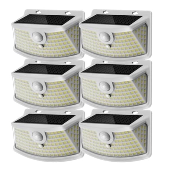 New Solar Motion Sensor Lights 120 LEDs with Lights Reflector270 Wide Angle IP65 Waterproof Step Lights for Front Door Yard Garage Deck White Daylight White 6-Pack