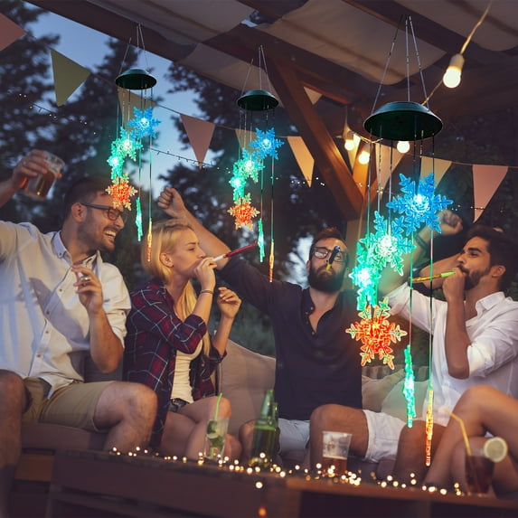 Memorial Wind Chimes New Solar Wind Chime Lights LED Starses And Moonss Colorful Outdoor Waterproof Garden Decoration Hanging Lights