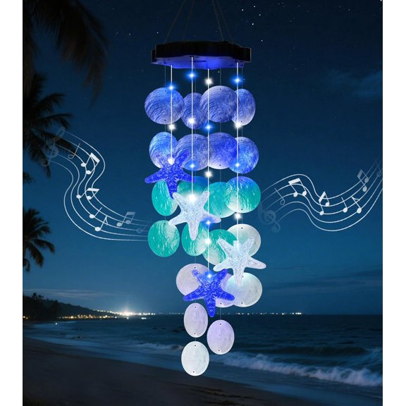 (New) Solar Wind Chime for Outside, Gift for Women Grandma Mom Wife Sister Girls, Solar Hanging Wind Chime Lights, LED Decorative Mobile Lights for Garden Yard Patio Decorations - Blue