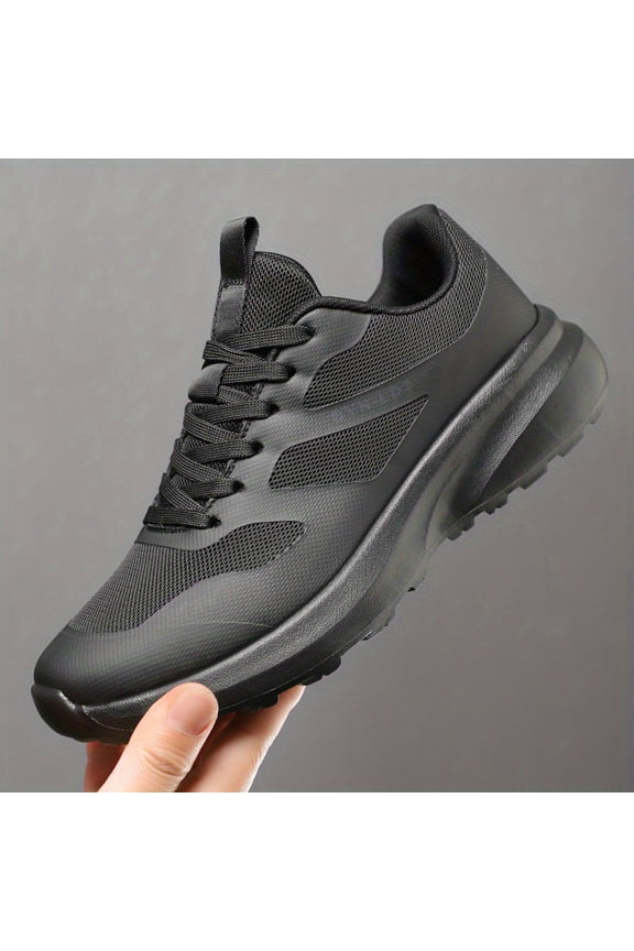 New Solid Color Breathable Sneakers, Lightweight Thick-Sole Height-Increasing Casual Shoes, Anti-Slip Shock-Absorbing Off-Road Running Shoes