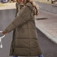 thumbnail image 1 of New Solid Color Loose Warm Over Knee Length Padded Down Jacket Thigh Length Winter Jacket Puffy Sleeping Bag Women Utility Jacket with Hood Women Winter Coat Fashion Jacket with Zipper Women Warm Coat, 1 of 5