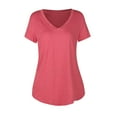 thumbnail image 1 of New Solid Color V-Neck European And American Fashion Women'S Short-Sleeved T-Shirt Summer Loose Casual Top, 1 of 6
