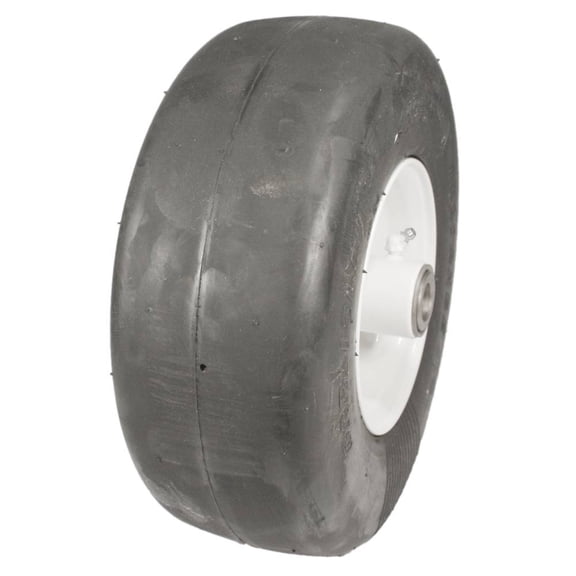 Solid Flat Free Wheel Assembly 11x4.00-5 Smooth 3/4 Bore 5 Hub Steel Rim Bearings Compatible with John Deere F620 F680 F687 1445 900 Series Front Mower Replaces AM101589 Stens 175-425