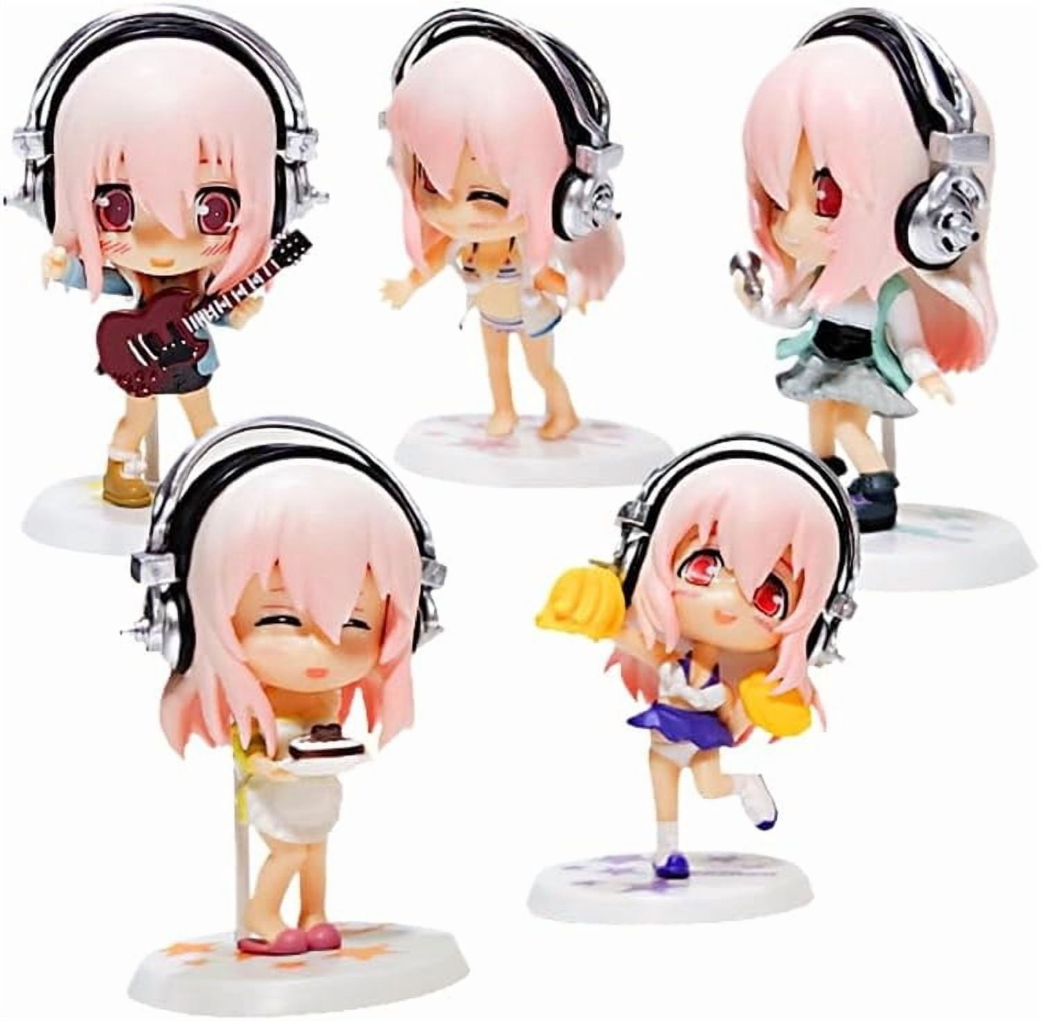 New Sonico Figure, Q Version 5pieces Standing Sonico Anime Figures 10cm/3.9inch PVC Characters Collectible Handicrafts Souvenirs for Anime Fans Gifts
