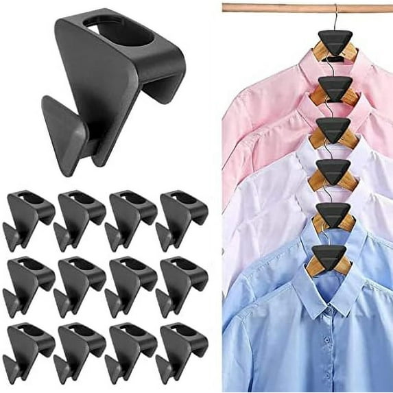 New Space Triangles AS-SEEN-ON-TV Premium Hanger Connector Hooks, 12Pcs Space Saving Hanger Hooks for Organizer Closet, Heavy Duty Cascading Clothes Hanger Hooks Fits All Types of Hangers, 2 in.
